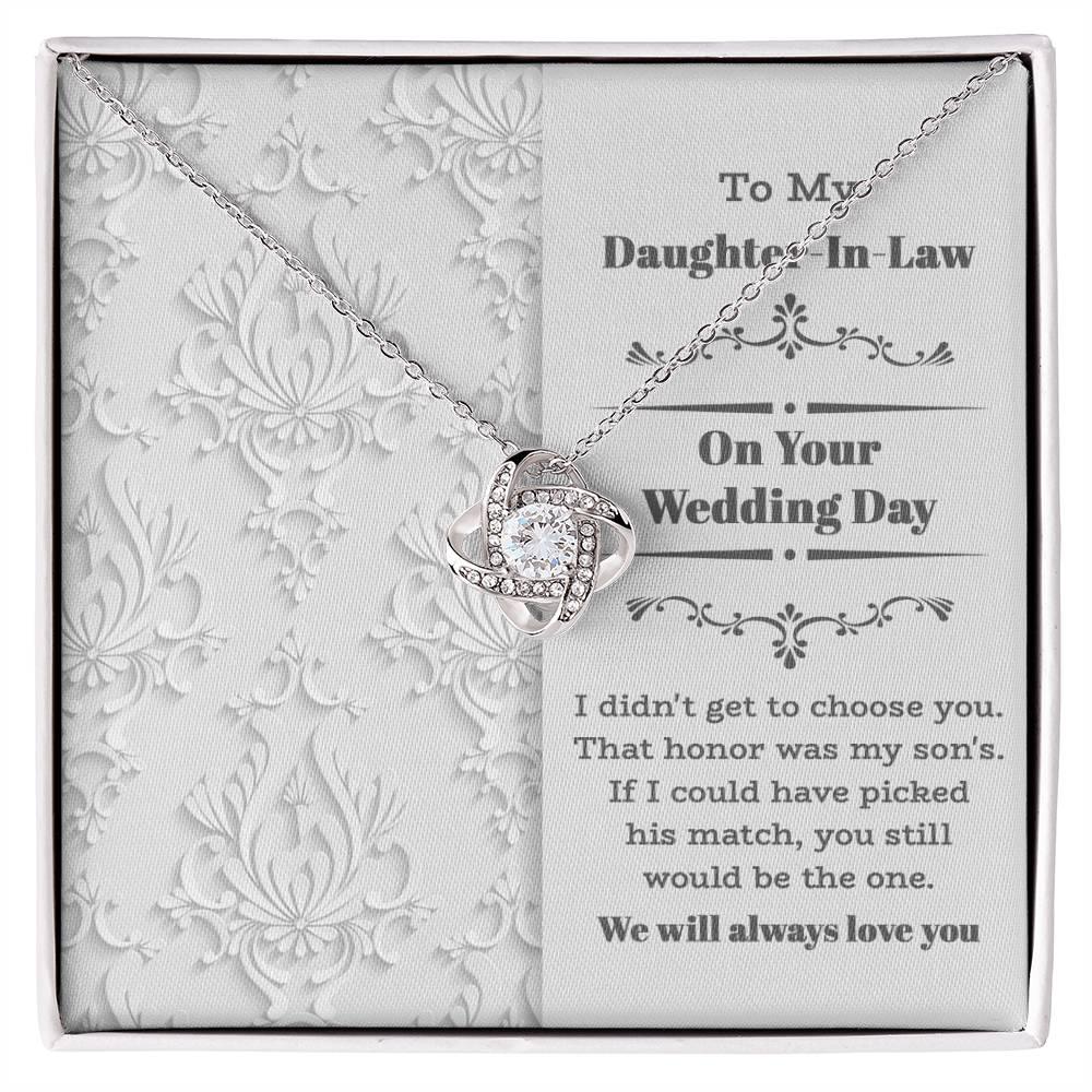 Daughter-In-Law Wedding Day Gift My Son Chose You Love Knot Pendant Necklace - Mallard Moon Gift Shop