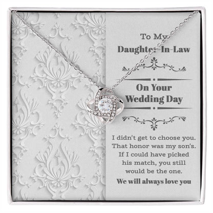 Daughter-In-Law Wedding Day Gift My Son Chose You Love Knot Pendant Necklace - Mallard Moon Gift Shop