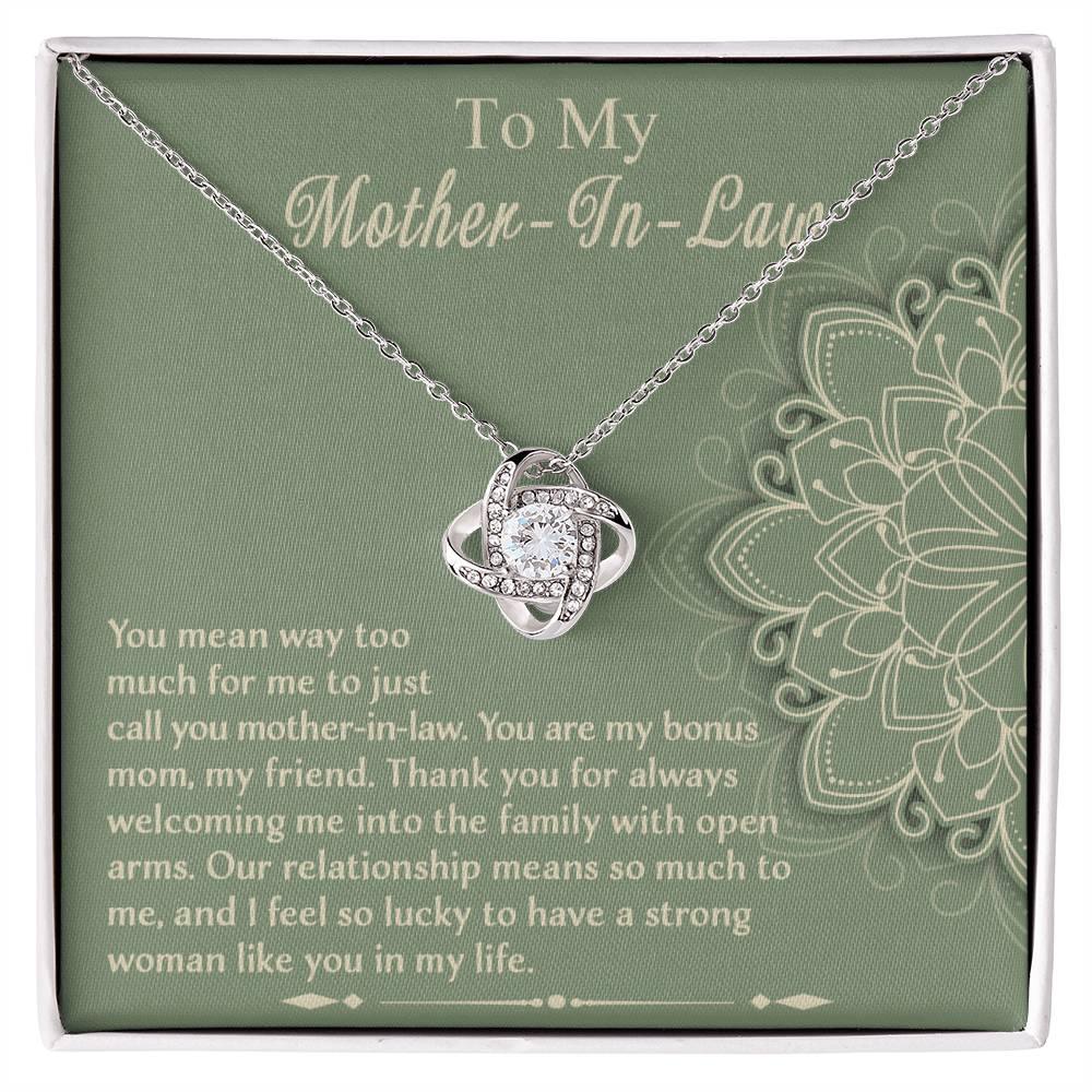 Mother-In-Law Gift - I Feel Lucky to Have A Strong Woman in My Life Love Knot Necklace - Mallard Moon Gift Shop