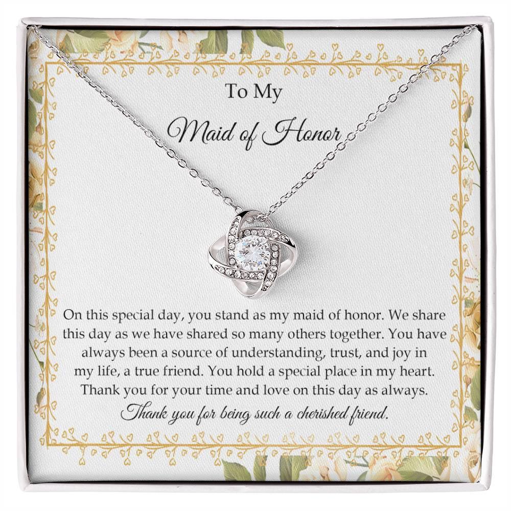 Maid of Honor Wedding Day Gift - Share This Day - Love Knot Pendant Necklace - Mallard Moon Gift Shop