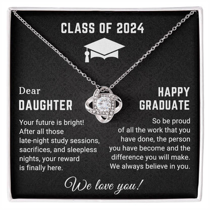Dear Daughter Your Future is Bright Graduation Class of 2024 Love Knot Pendant Necklace - Mallard Moon Gift Shop