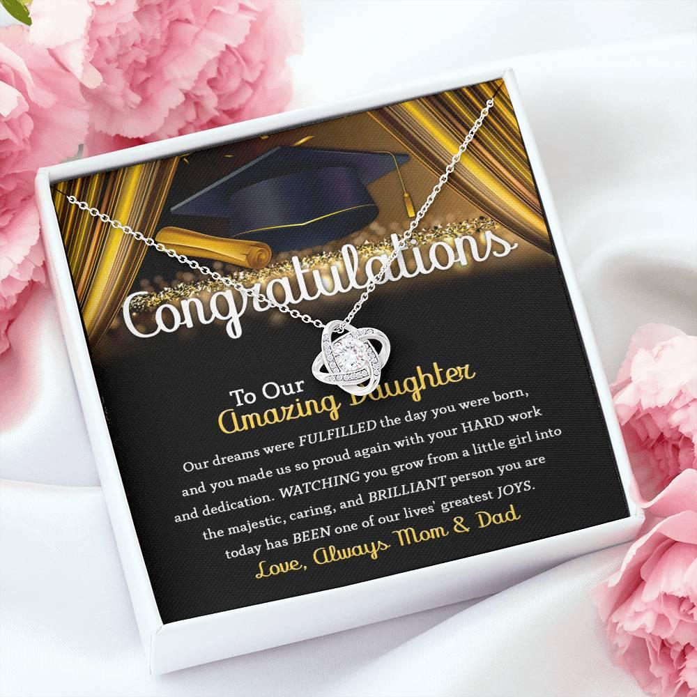 Daughter Graduation Jewelry Necklace with Message Card from Mom and Dad - You Made Us So Proud - Mallard Moon Gift Shop