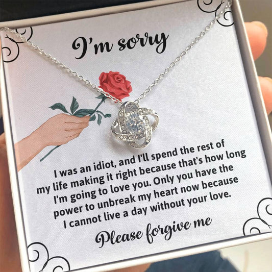 Gift for Girlfriend, Wife - Sorry, Making It Right - Love Knot Pendant Necklace - Mallard Moon Gift Shop