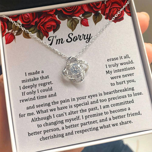 Gift for Girlfriend, Wife - Sorry, Precious To Lose - Love Knot Pendant Necklace - Mallard Moon Gift Shop