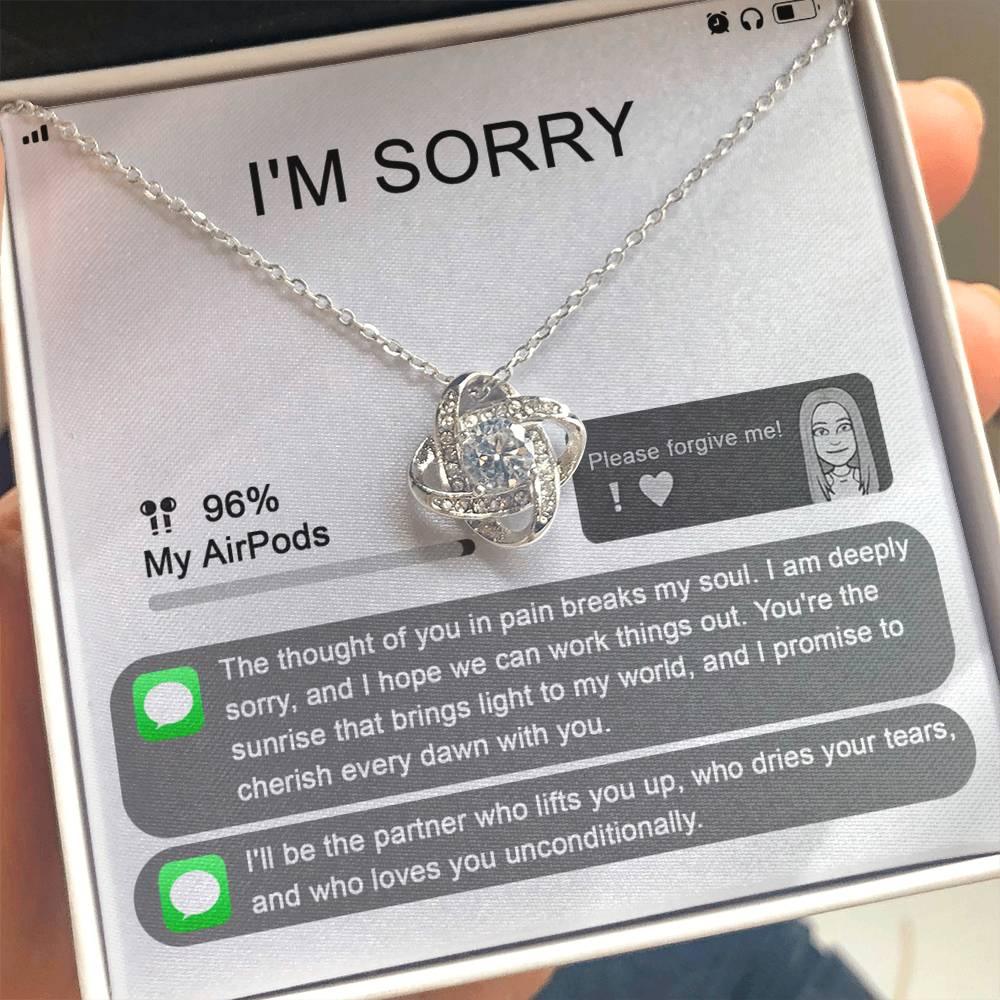 Gift for Girlfriend, Wife - Sorry, Breaks My Soul - Love Knot Pendant Necklace - Mallard Moon Gift Shop