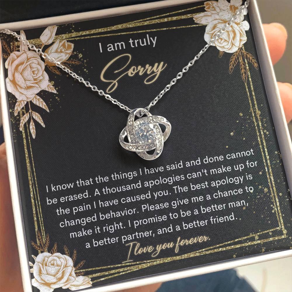 Gift for Girlfriend, Wife - Sorry, Cannot Be Erased - Love Knot Pendant Necklace - Mallard Moon Gift Shop