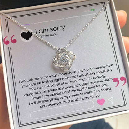 Gift for Girlfriend, Wife - Sorry, I Care For You - Love Knot Pendant Necklace - Mallard Moon Gift Shop