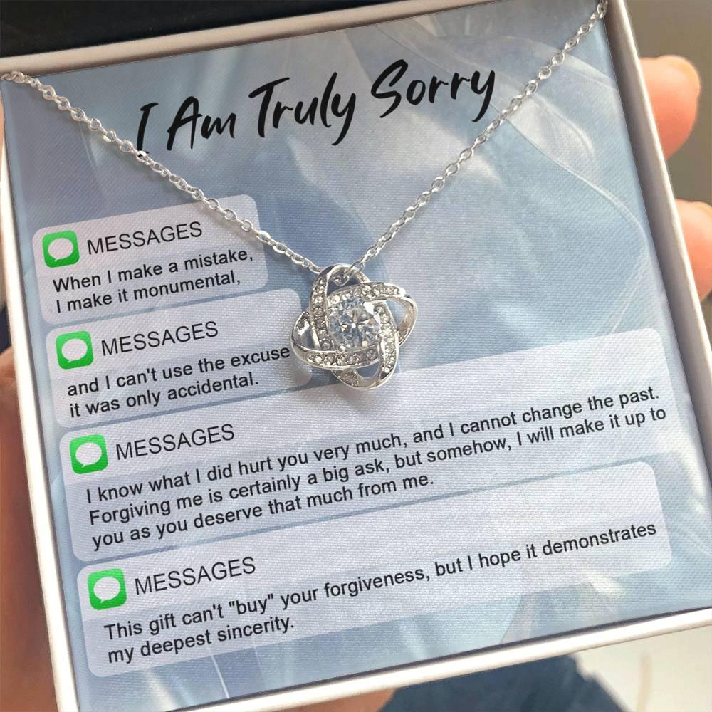 Gift for Girlfriend, Wife - Sorry, Make A Mistake - Love Knot Pendant Necklace - Mallard Moon Gift Shop