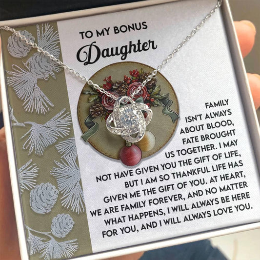 Gift for Bonus Daughter - Gift Of You - Love Knot Pendant Necklace - Mallard Moon Gift Shop