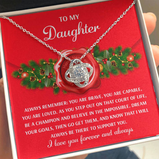 Gift for Daughter - Be A Champion - Love Knot Pendant Necklace - Mallard Moon Gift Shop