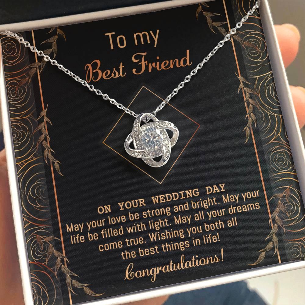 Gift for Best Friend Wedding - Strong And Bright - Wedding Day Gift Love Knot Pendant Necklace - Mallard Moon Gift Shop