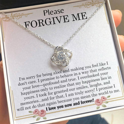 Gift for Girlfriend, Wife - Sorry, Profound And True - Love Knot Pendant Necklace - Mallard Moon Gift Shop