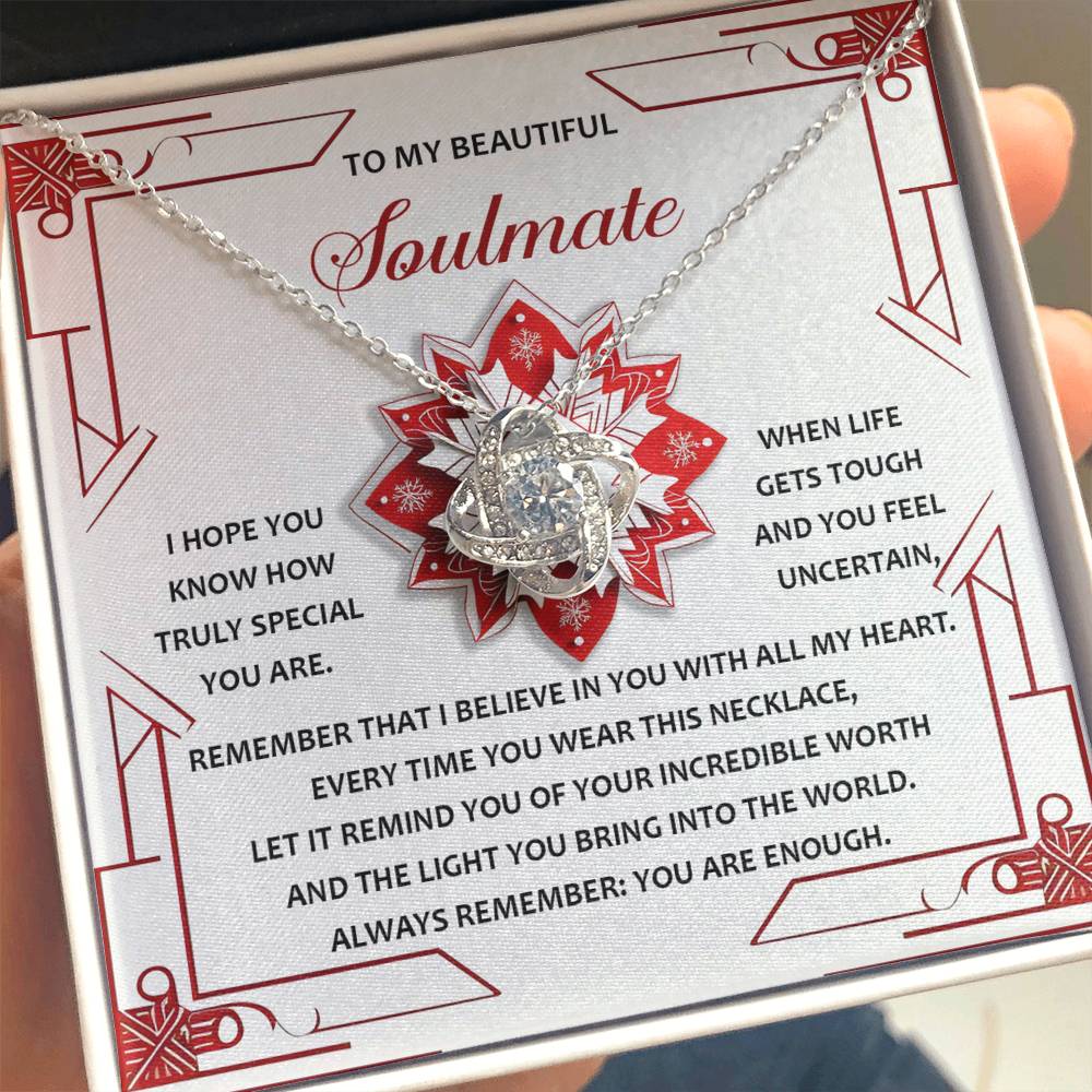 Gift for Soulmate - You Are Enough - Love Knot Pendant Necklace - Mallard Moon Gift Shop