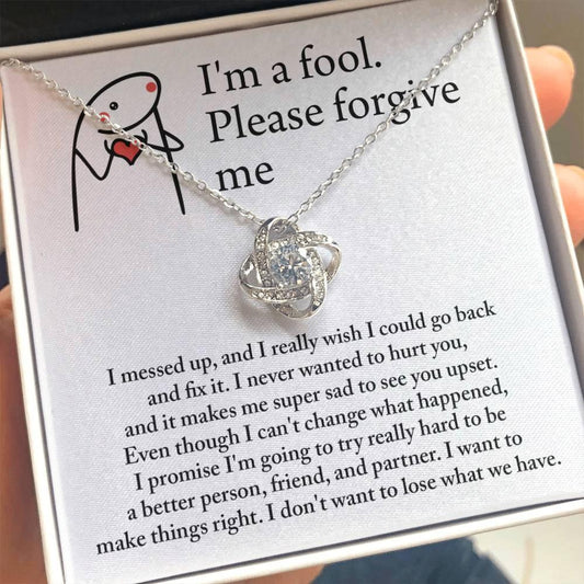 Gift for Girlfriend, Wife - Sorry, Make Things Right - Love Knot Pendant Necklace - Mallard Moon Gift Shop