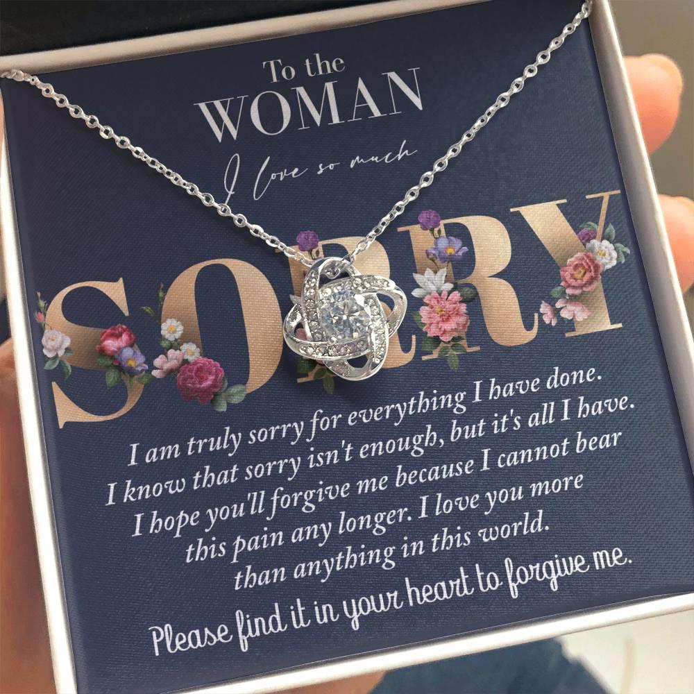 Apology Gift for Girlfriend, Wife, Soulmate - Sorry, Bear This Pain - Love Knot Pendant Necklace - Mallard Moon Gift Shop