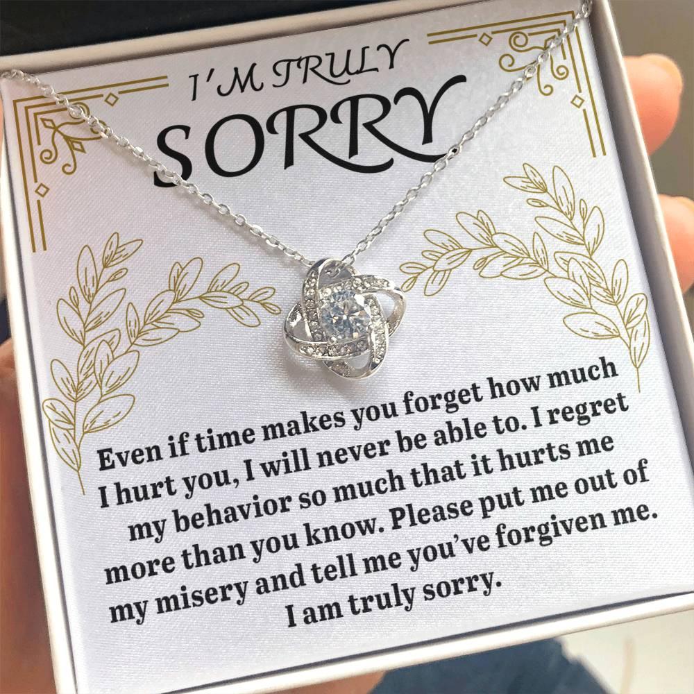 Apology Gift for Girlfriend, Wife, Soulmate - Sorry, It Hurts Me - Love Knot Pendant Necklace - Mallard Moon Gift Shop