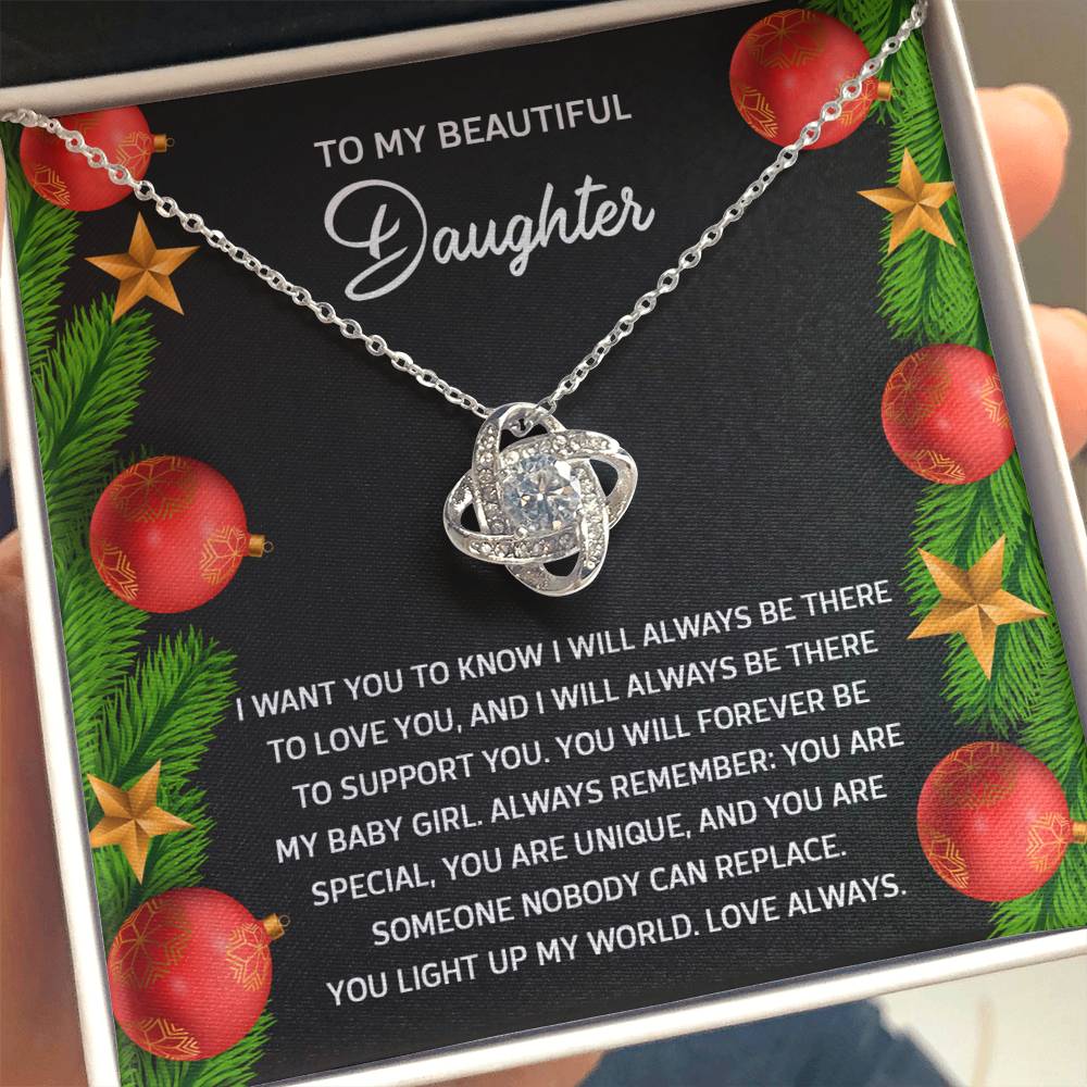 Gift for Daughter - Nobody Can Replace - Love Knot Pendant Necklace - Mallard Moon Gift Shop