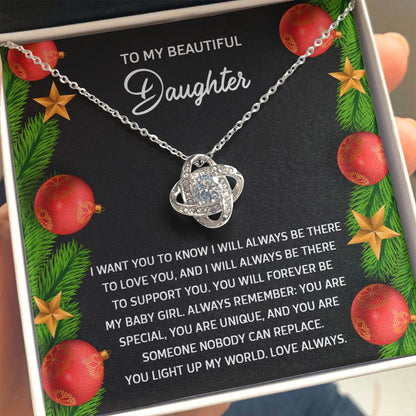 Gift for Daughter - Nobody Can Replace - Love Knot Pendant Necklace - Mallard Moon Gift Shop