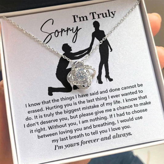 Gift for Girlfriend, Wife - Sorry, My Last Breath - Love Knot Pendant Necklace - Mallard Moon Gift Shop