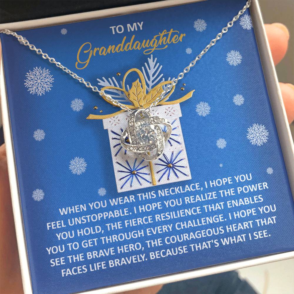 Gift for Granddaughter - Brave Hero - Love Knot Pendant Necklace - Mallard Moon Gift Shop