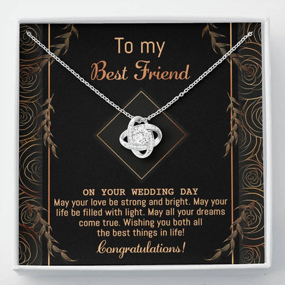 Gift for Best Friend Wedding - Strong And Bright - Wedding Day Gift Love Knot Pendant Necklace - Mallard Moon Gift Shop