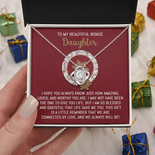 Gift for Bonus Daughter - Always Will Be - Love Knot Pendant Necklace - Mallard Moon Gift Shop