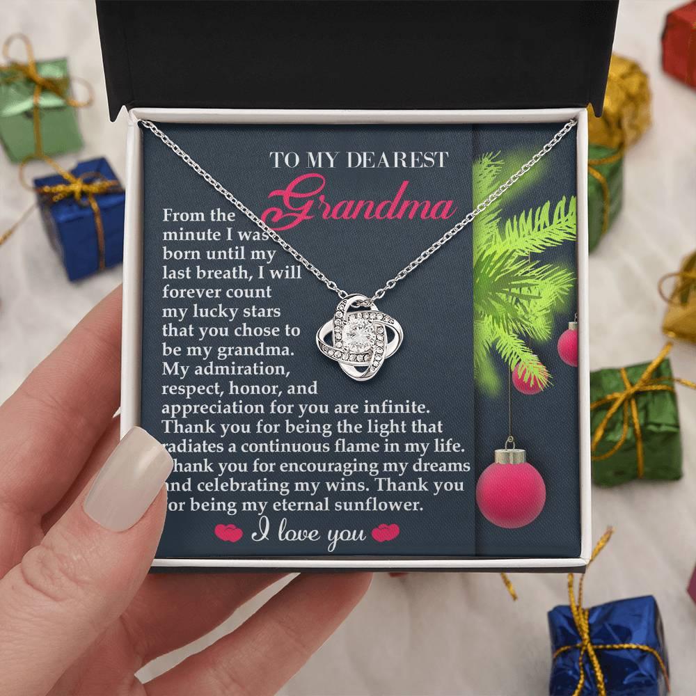 Gift for Grandma - Eternal Sunflower - Love Knot Pendant Necklace - Mallard Moon Gift Shop