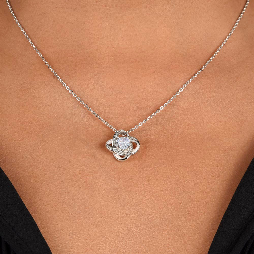 To My Bestie - You are My Rock and My Partner in Crime - Love Knot Necklace - Mallard Moon Gift Shop