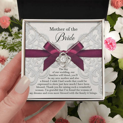 Mother of the Bride Wedding Day Gift - Our Families Will Blend - Love Knot Pendant Necklace - Mallard Moon Gift Shop