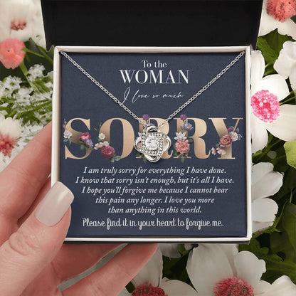 Apology Gift for Girlfriend, Wife, Soulmate - Sorry, Bear This Pain - Love Knot Pendant Necklace - Mallard Moon Gift Shop