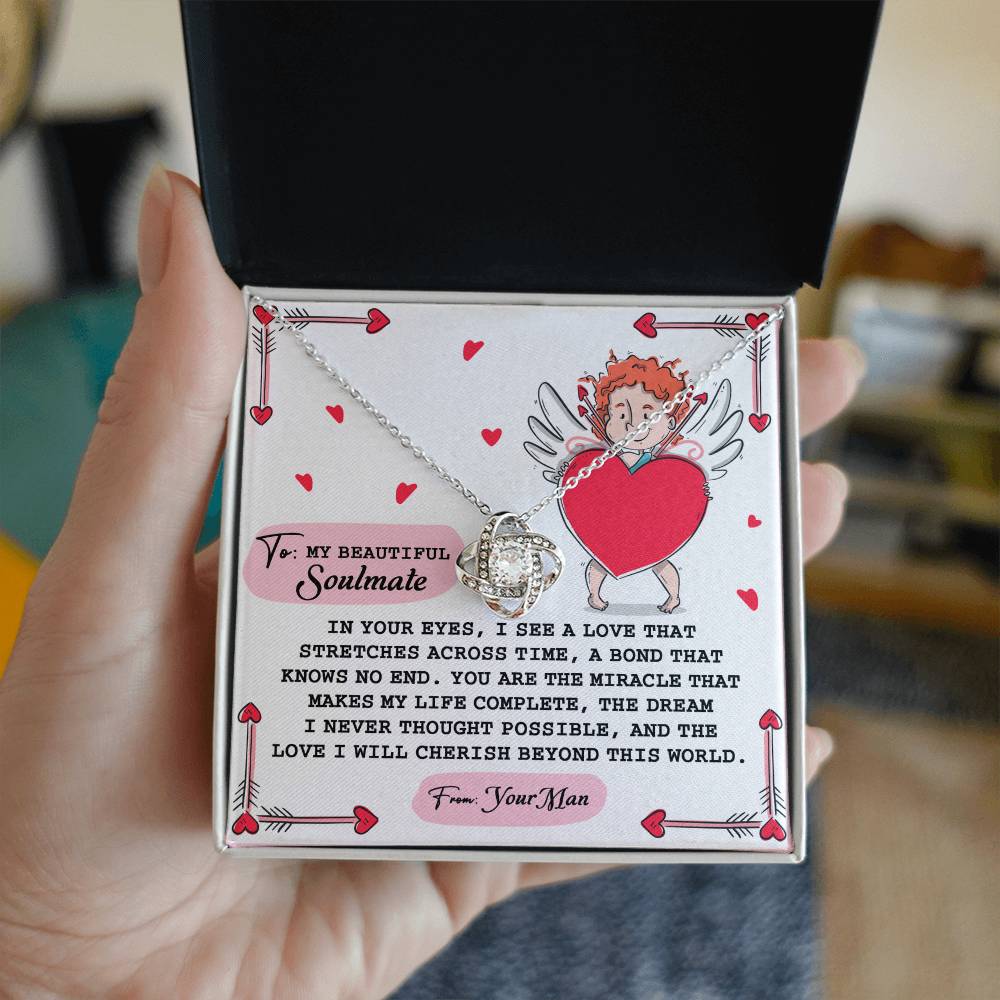 Romantic Anniversary, Valentine's Day Gift for Soulmate, Wife, Girlfriend - Cherish You - Love Knot Pendant Necklace - Mallard Moon Gift Shop