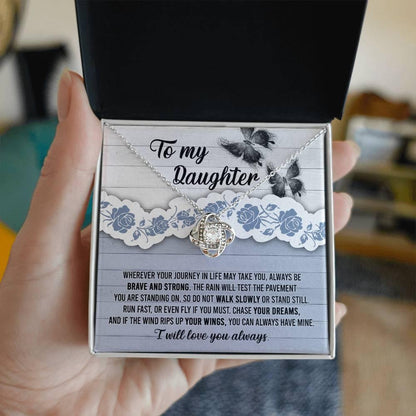 Daughter Wedding Day, Graduation, Birthday Gift - Chase Your Dreams Always Have Mine - Love Knot Pendant Necklace - Mallard Moon Gift Shop