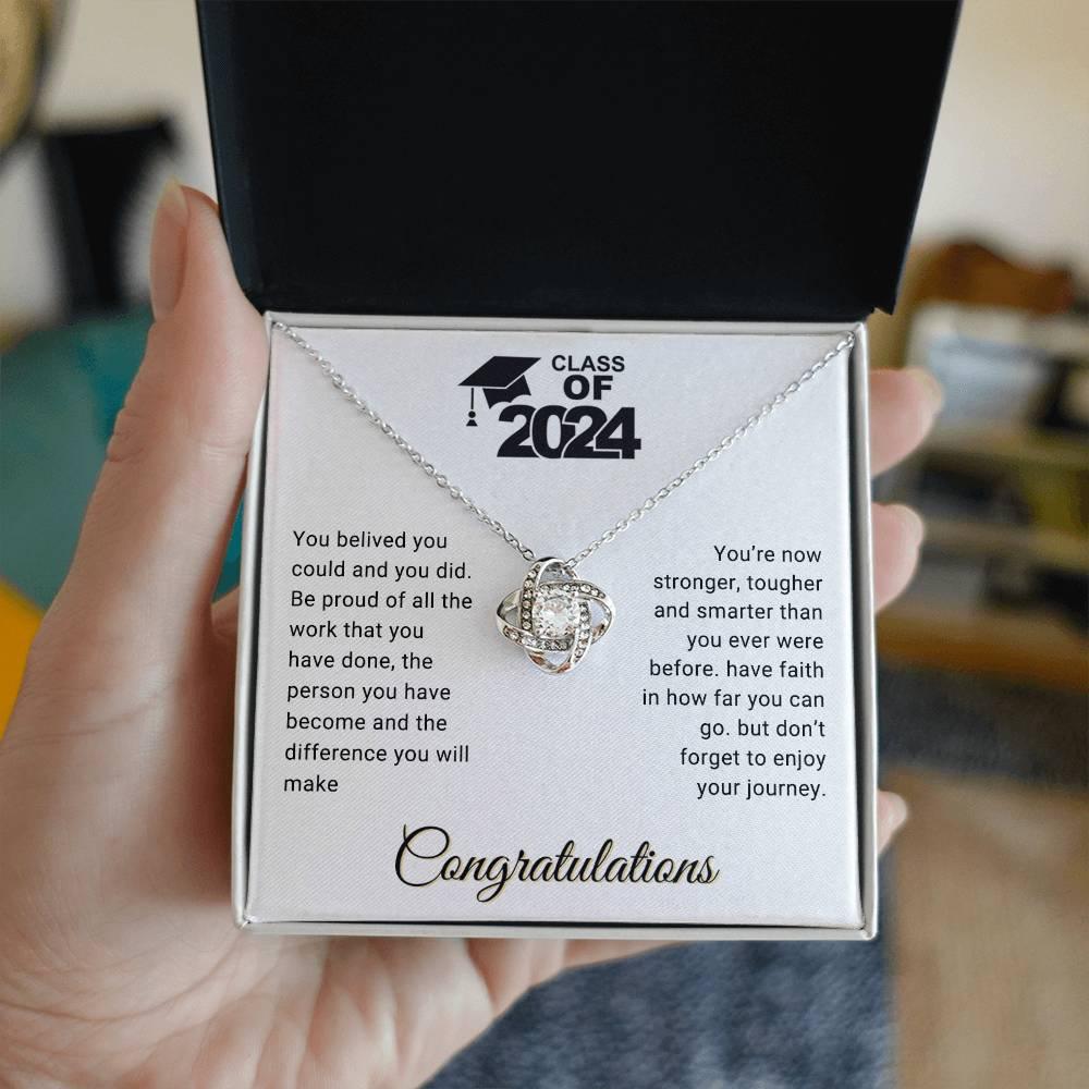 Graduation Gift Class of 2024 You Believed you Could Congratulations Love Knot Pendant Necklace - Mallard Moon Gift Shop