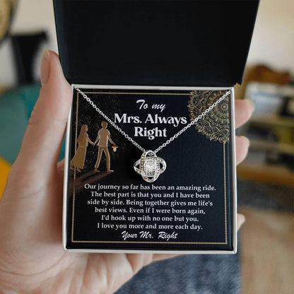 Wife Gift Always Right Love Knot Pendant Necklace - Mallard Moon Gift Shop