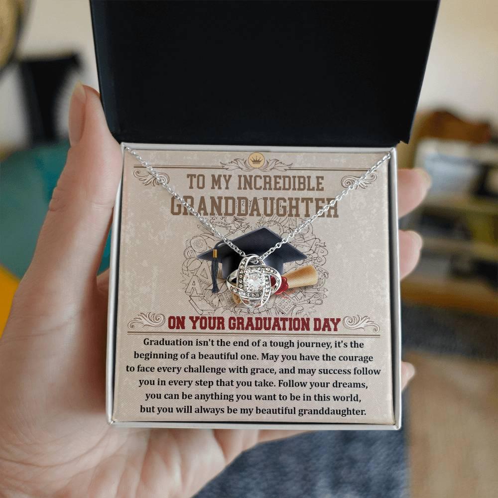 Granddaughter Your Graduation Day Love Knot Pendant Necklace - Mallard Moon Gift Shop