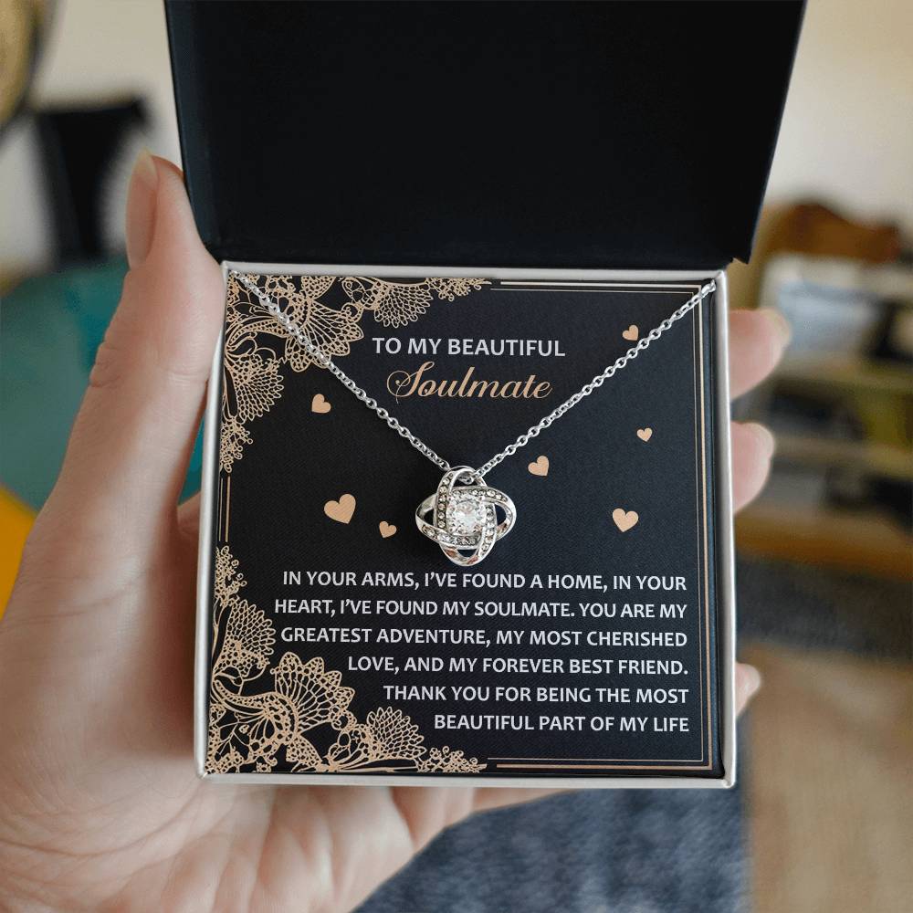 Romantic Anniversary, Valentine's Day Gift for Soulmate, Wife, Girlfriend - The Most Beautiful Part of My Life. - Love Knot Pendant Necklace - Mallard Moon Gift Shop