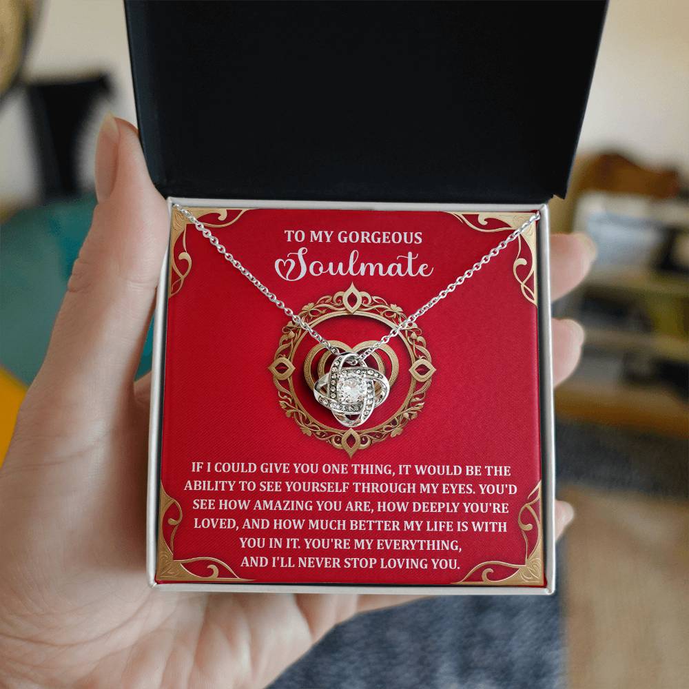 Romantic Anniversary, Valentine's Day Gift for Soulmate, Wife, Girlfriend - Through My Eyes - Love Knot Pendant Necklace - Mallard Moon Gift Shop