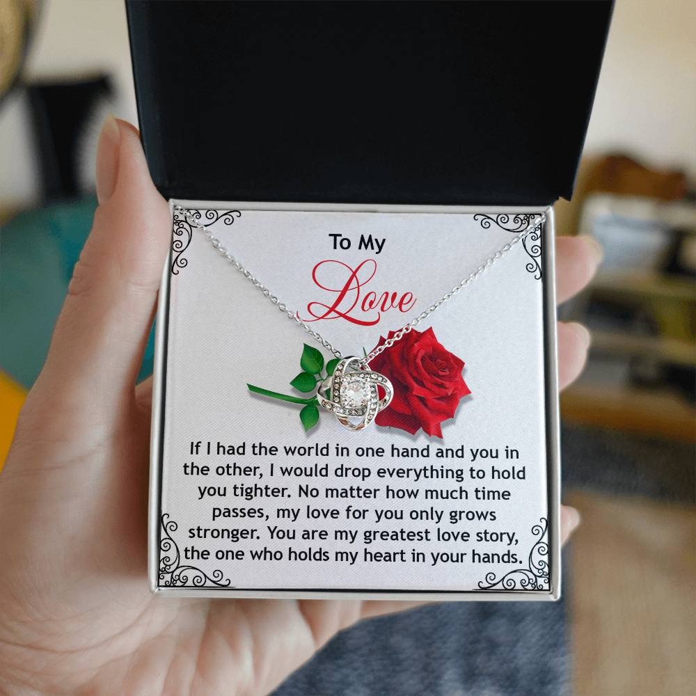 Romantic Anniversary, Valentine's Day Gift for Soulmate, Wife, Girlfriend - Greatest Love Story - Love Knot Pendant Necklace - Mallard Moon Gift Shop