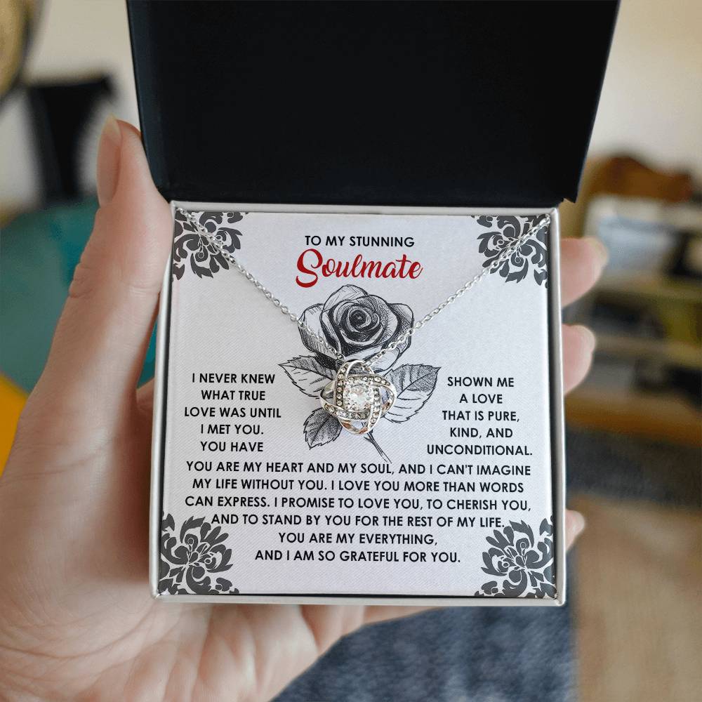 To My Stunning Soulmate Love Knot Necklace – A Romantic Gift to Cherish and Celebrate Unconditional Love - Mallard Moon Gift Shop