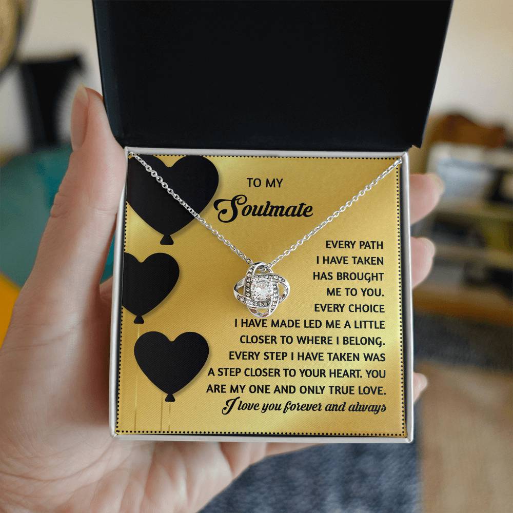 Gift for Soulmate - A Step Closer - Love Knot Pendant Necklace - A Romantic Valentine’s Gift for Your One True Love - Mallard Moon Gift Shop