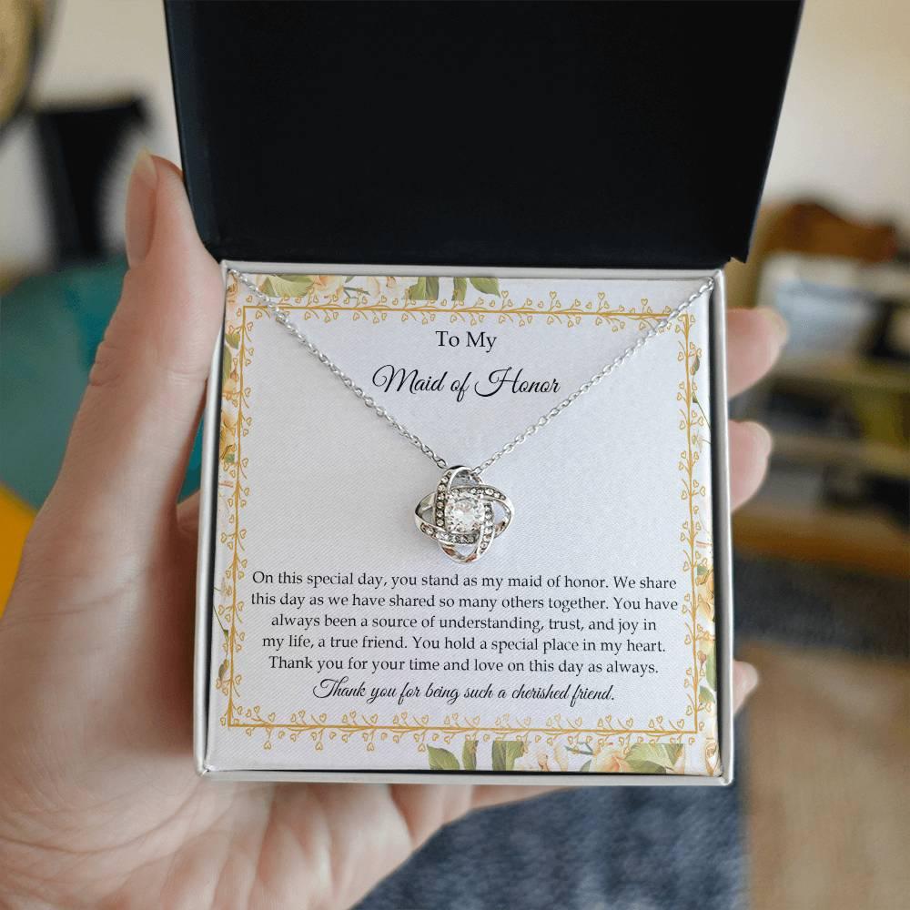 Maid of Honor Wedding Day Gift - Share This Day - Love Knot Pendant Necklace - Mallard Moon Gift Shop