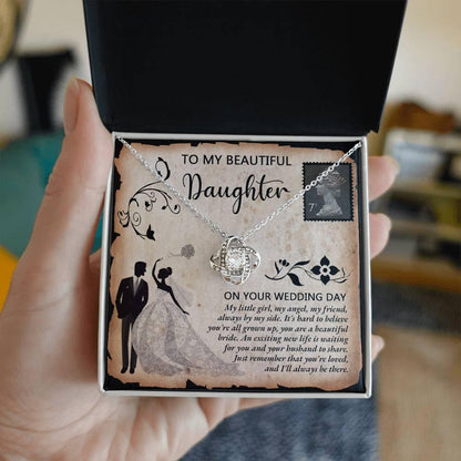 Daughter Wedding Day Gift Beautiful Bride Love Knot Pendant Necklace - Mallard Moon Gift Shop