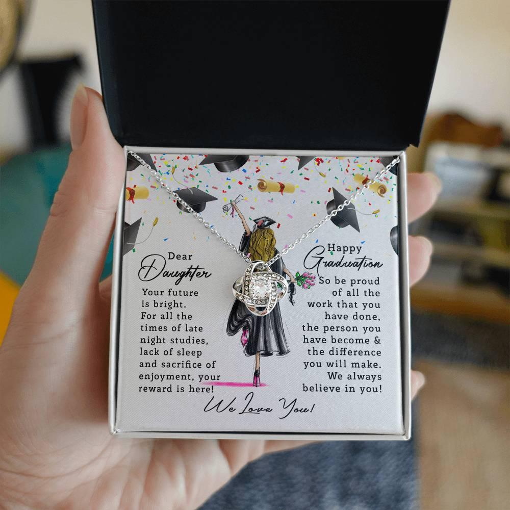 Graduation Gift for Daughter Your Future is Bright Love Knot Pendant Necklace - Mallard Moon Gift Shop