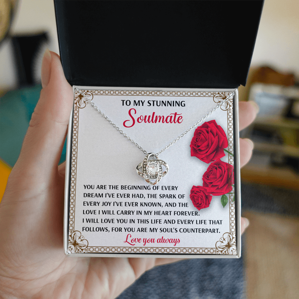 Romantic Soulmate Gift – In My Heart Forever Love Knot Pendant with Meaningful Message Card - Mallard Moon Gift Shop