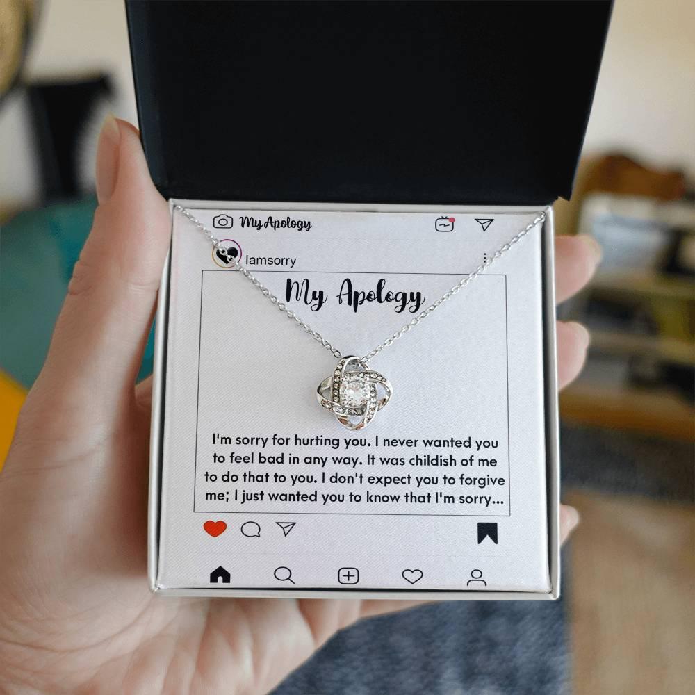 Gift for Girlfriend, Wife - Sorry, My Apology - Love Knot Pendant Necklace - Mallard Moon Gift Shop