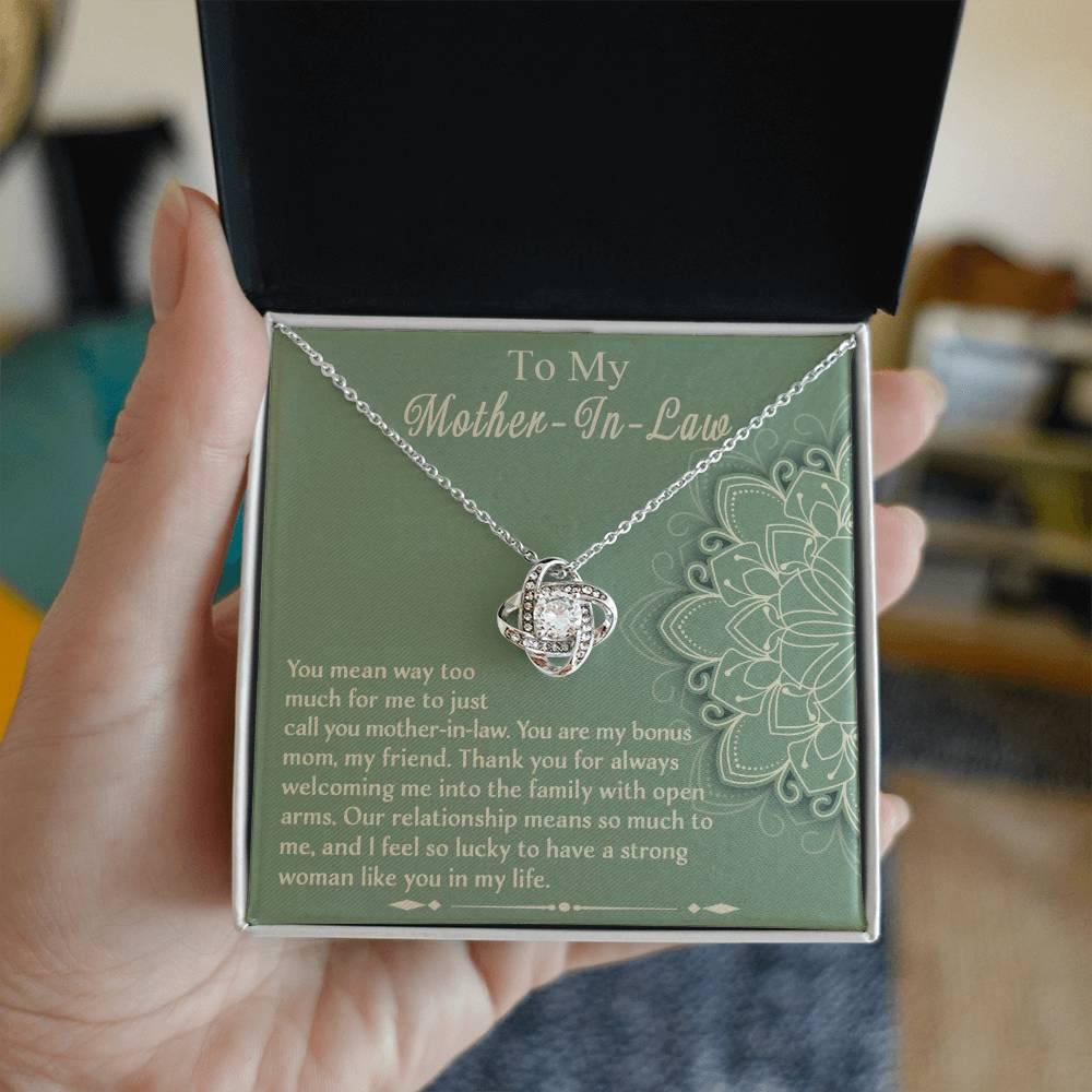 Mother-In-Law Gift - I Feel Lucky to Have A Strong Woman in My Life Love Knot Necklace - Mallard Moon Gift Shop