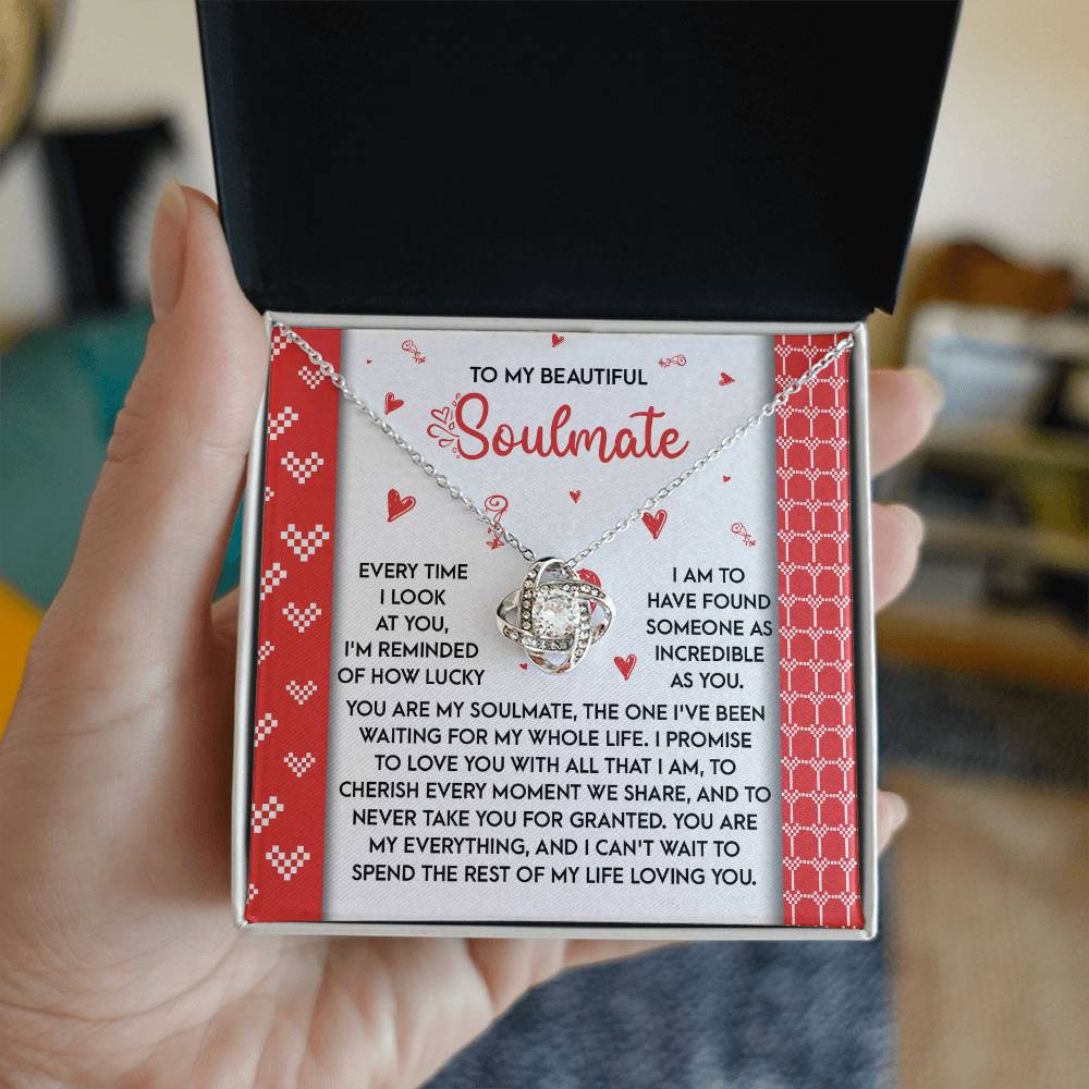 Romantic Anniversary, Valentine's Day Gift for Soulmate, Wife, Girlfriend - Waiting My Whole Life - Love Knot Pendant Necklace - Mallard Moon Gift Shop