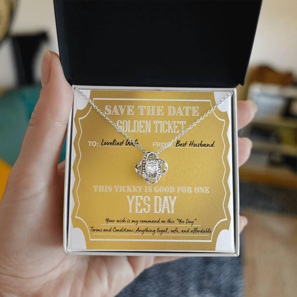 Wife Wedding Day Gift - Golden Ticket - Love Knot Pendant Necklace - Mallard Moon Gift Shop
