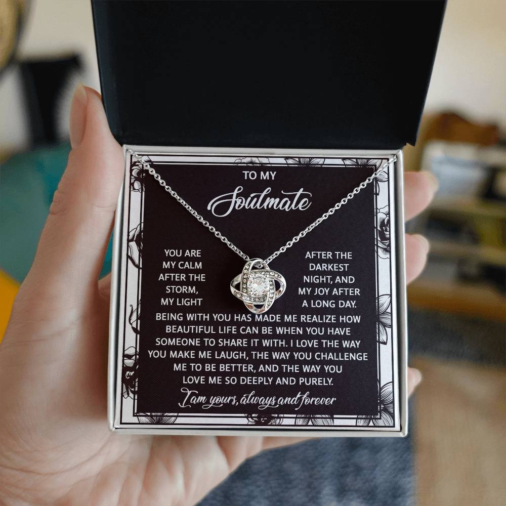 To My Soulmate - My Calm After the Storm Love Knot Necklace – A Romantic Valentine’s Day Gift with a Heartfelt Message - Mallard Moon Gift Shop
