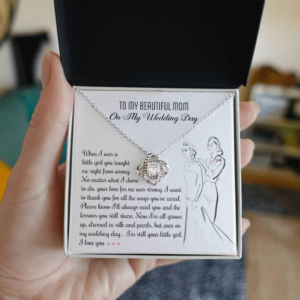 Gift for Mom Wedding Day Gift Always Your Little Girl Love Knot Pendant Necklace - Mallard Moon Gift Shop